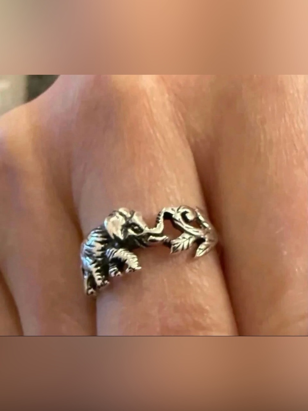 Sterling Silver 925 Elephant Ring. Size 7.